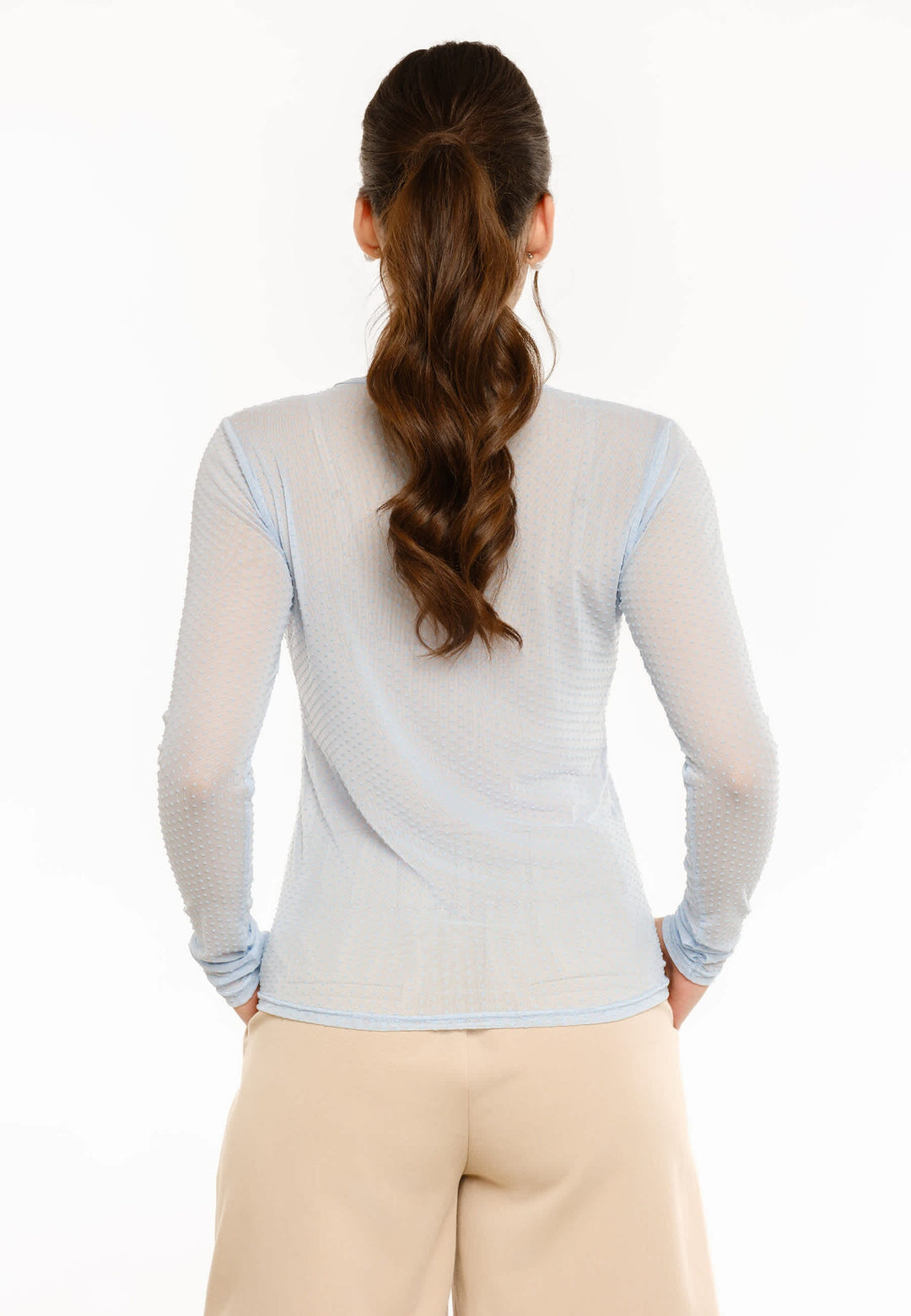 Liberte - Mesh Ls Tshirt, Dot 22069 - Light Blue Bluser 