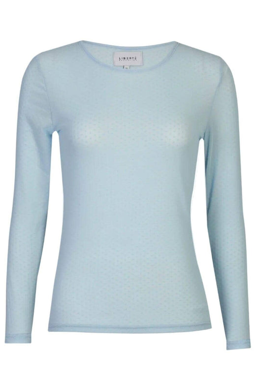 Liberte - Mesh Ls Tshirt, Dot 22069 - Light Blue Bluser 