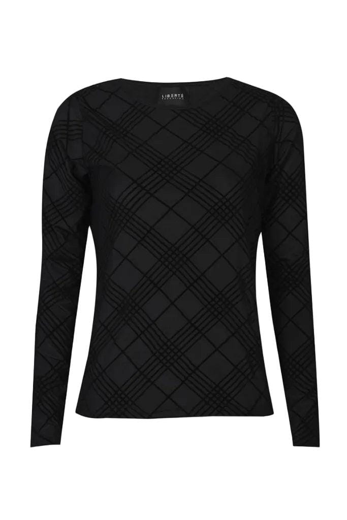 Liberte - Mesh Ls Tshirt, Flock 22081 - Black Check T-shirts 