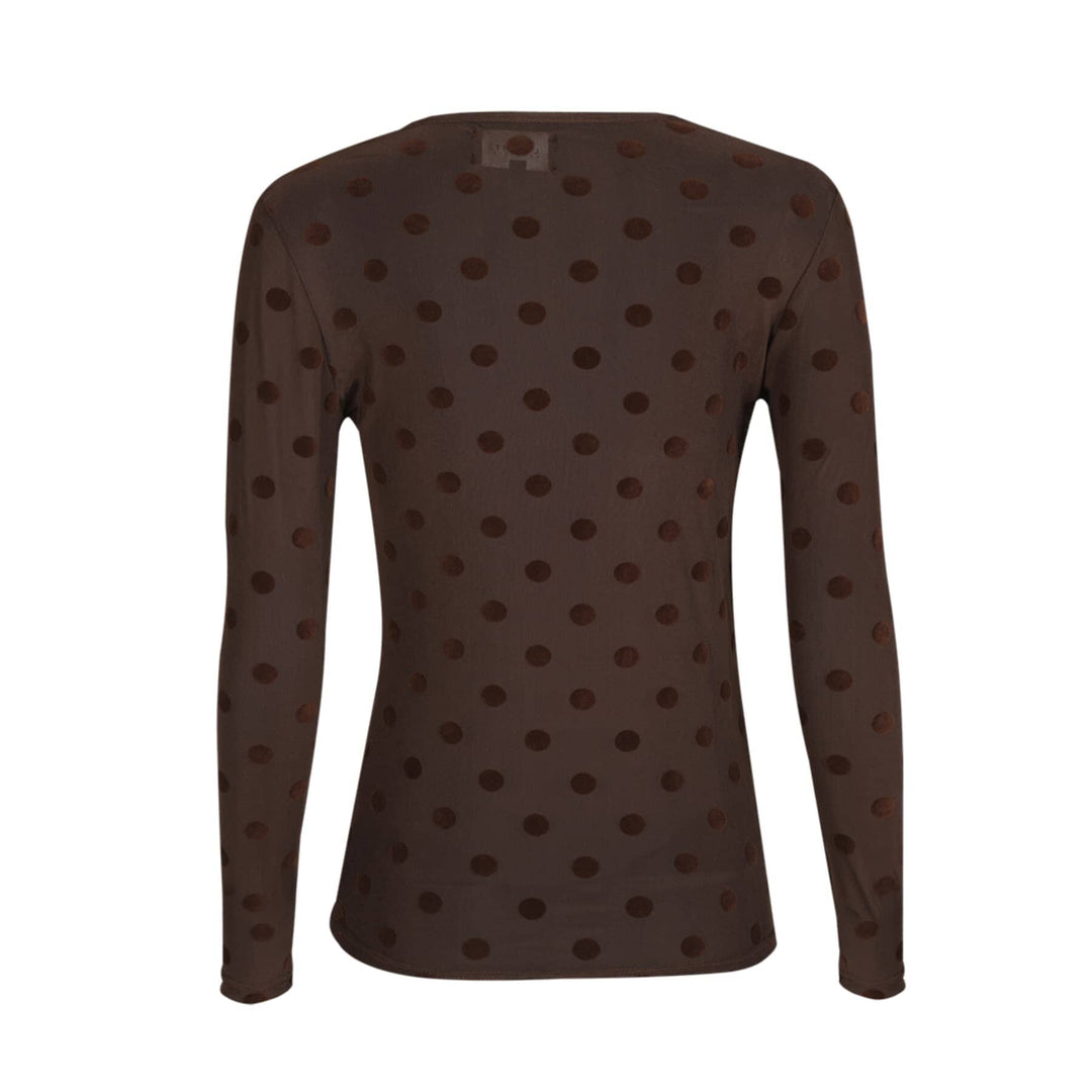 Liberte - Mesh Ls Tshirt, Flock 22081 - Dark Brown Big Dot T-shirts 