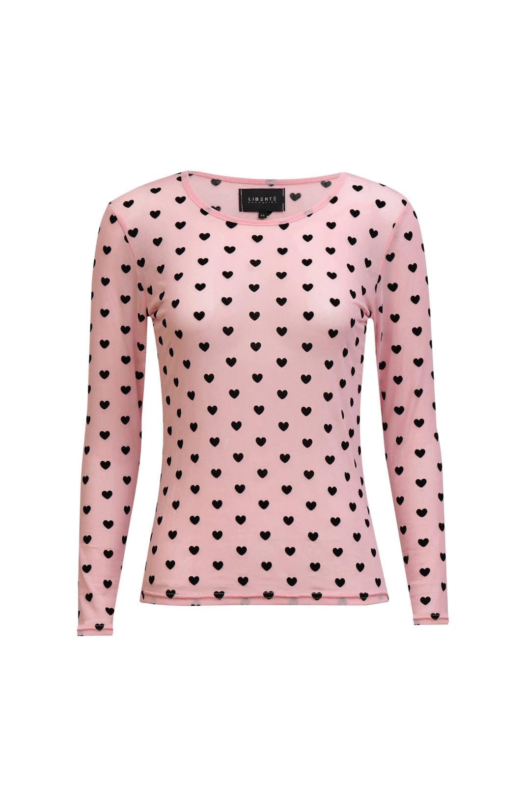 Liberte - Mesh Ls Tshirt, Flock 22081 - Rose Heart T-shirts 
