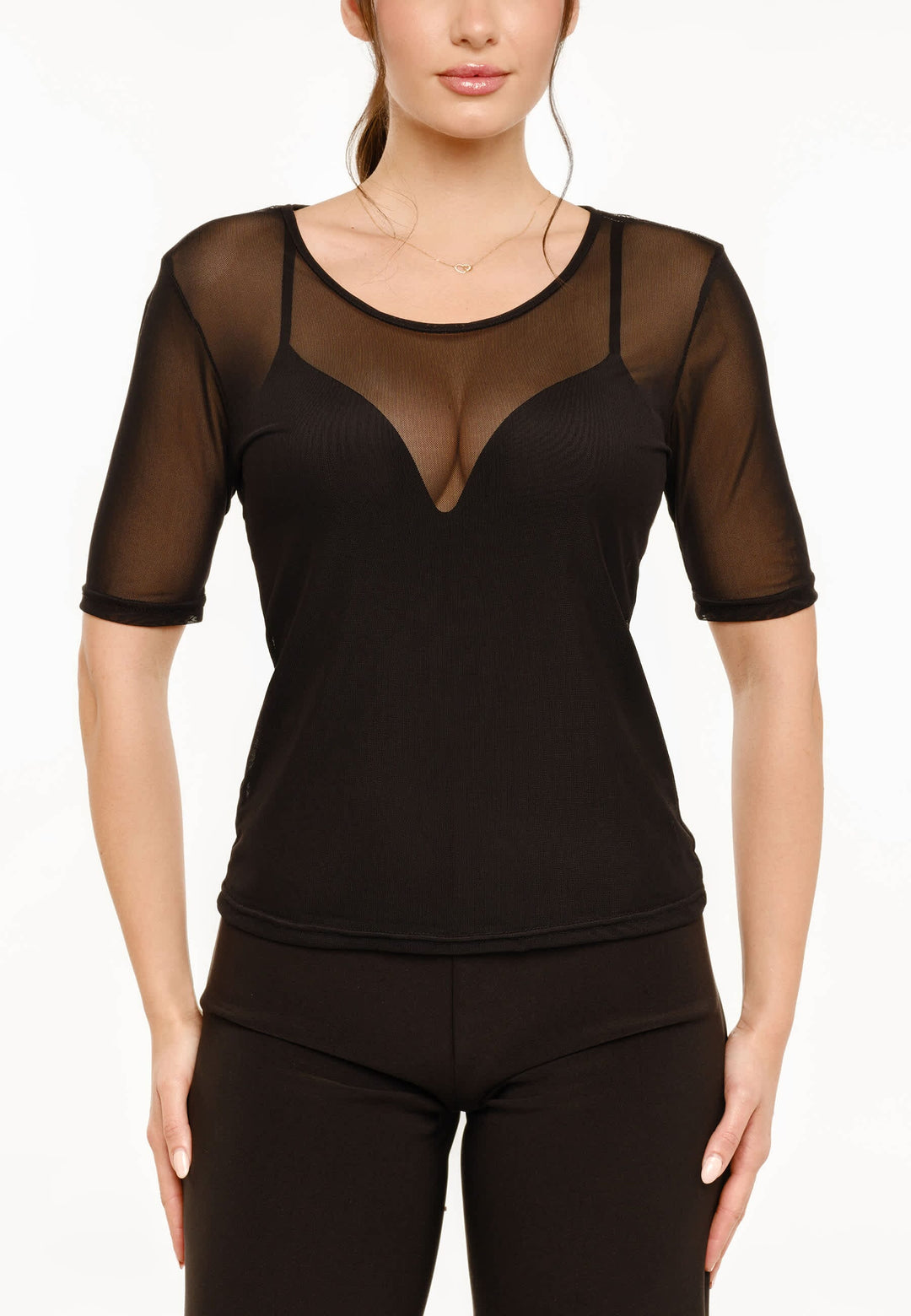 Liberte - Mesh Ss Tshirt 22064 - Black T-shirts 