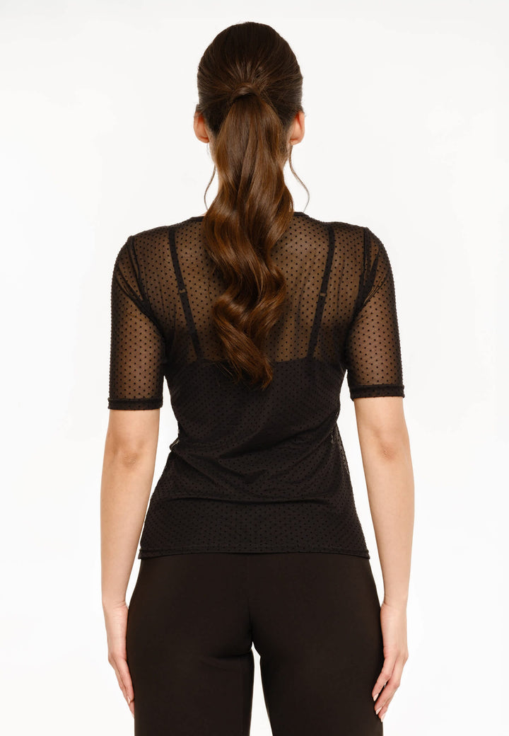 Liberte - Mesh Ss Tshirt, Dot 22011 - Black T-shirts 