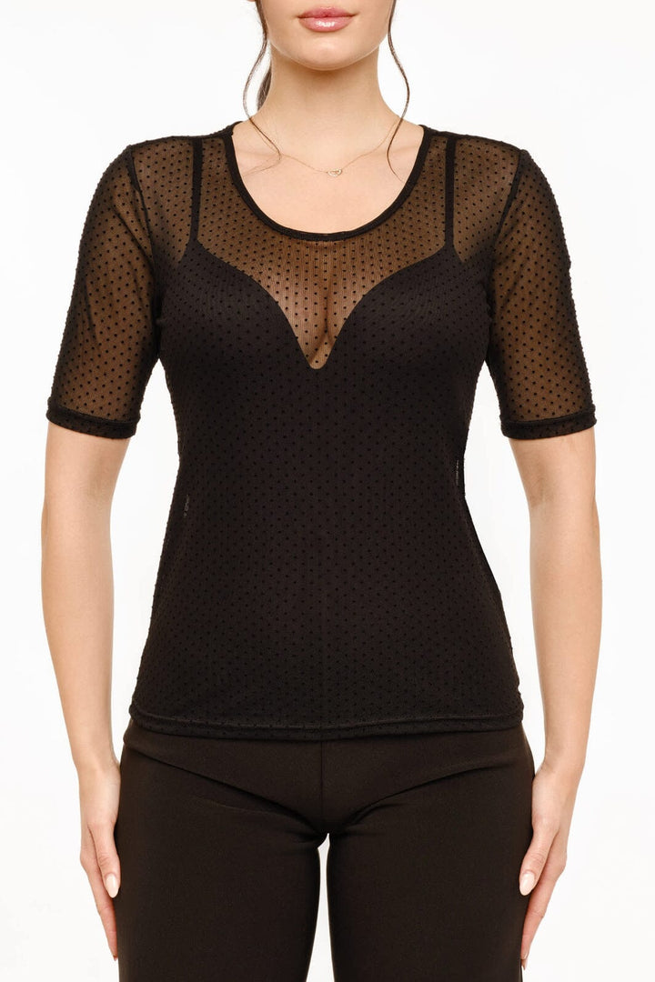 Liberte - Mesh Ss Tshirt, Dot 22011 - Black T-shirts 