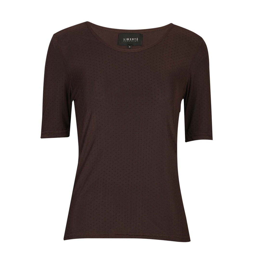 Liberte - Mesh Ss Tshirt, Dot 22011 - Dark Brown T-shirts 