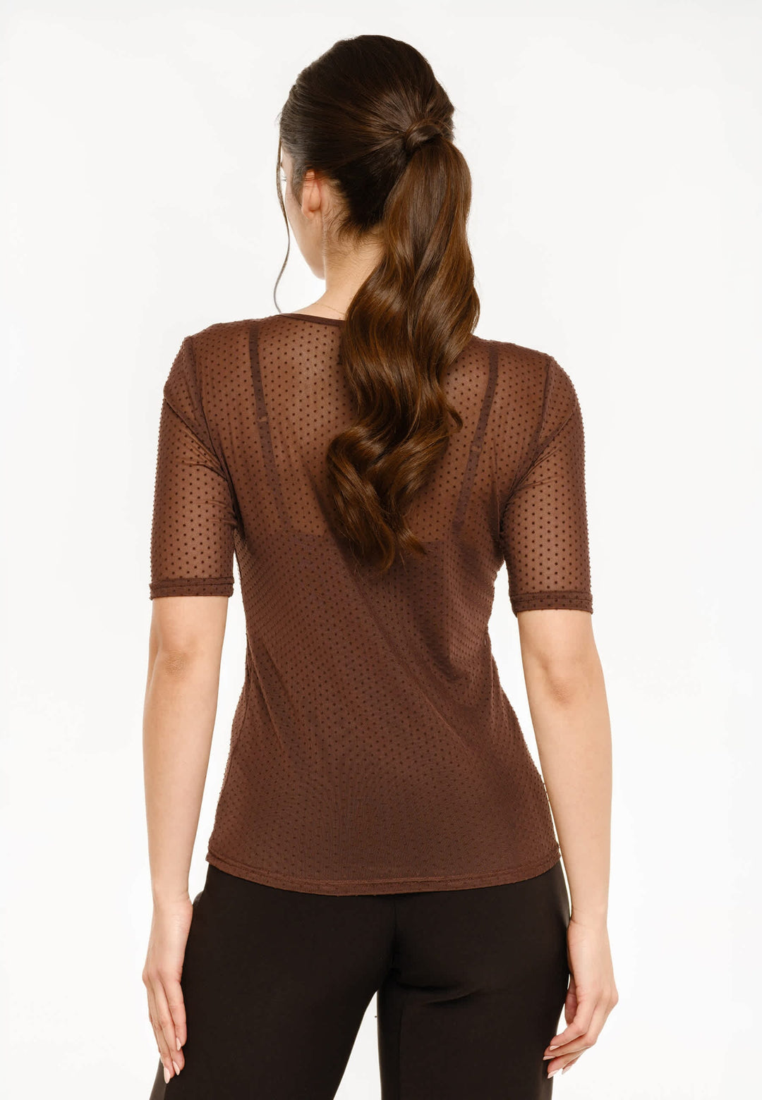 Liberte - Mesh Ss Tshirt, Dot 22011 - Dark Brown T-shirts 