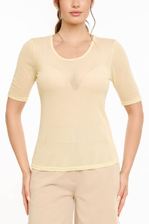 Liberte - Mesh Ss Tshirt, Dot 22011 - Yellow T-shirts 