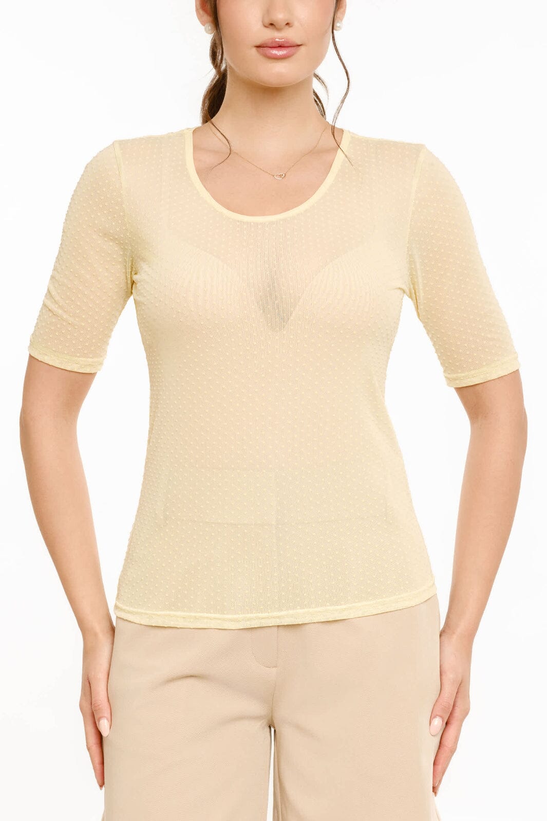 Liberte - Mesh Ss Tshirt, Dot 22011 - Yellow T-shirts 