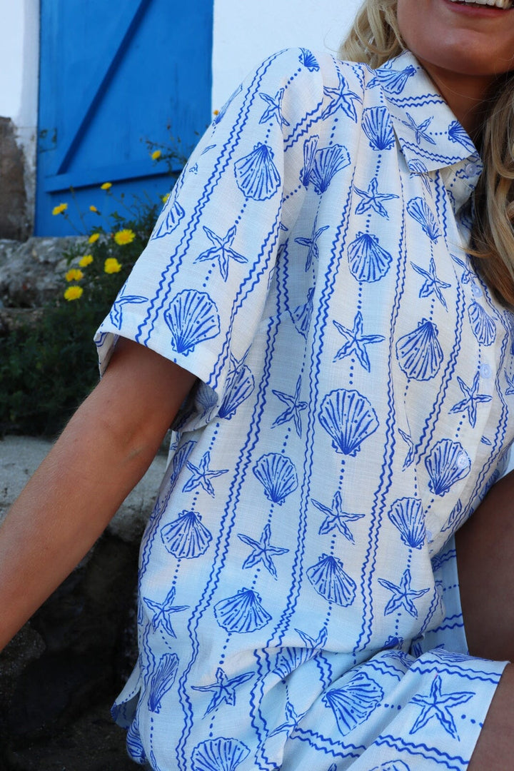 Liberte - Mie Ss Shirt 22405 - Creme Blue Mussel