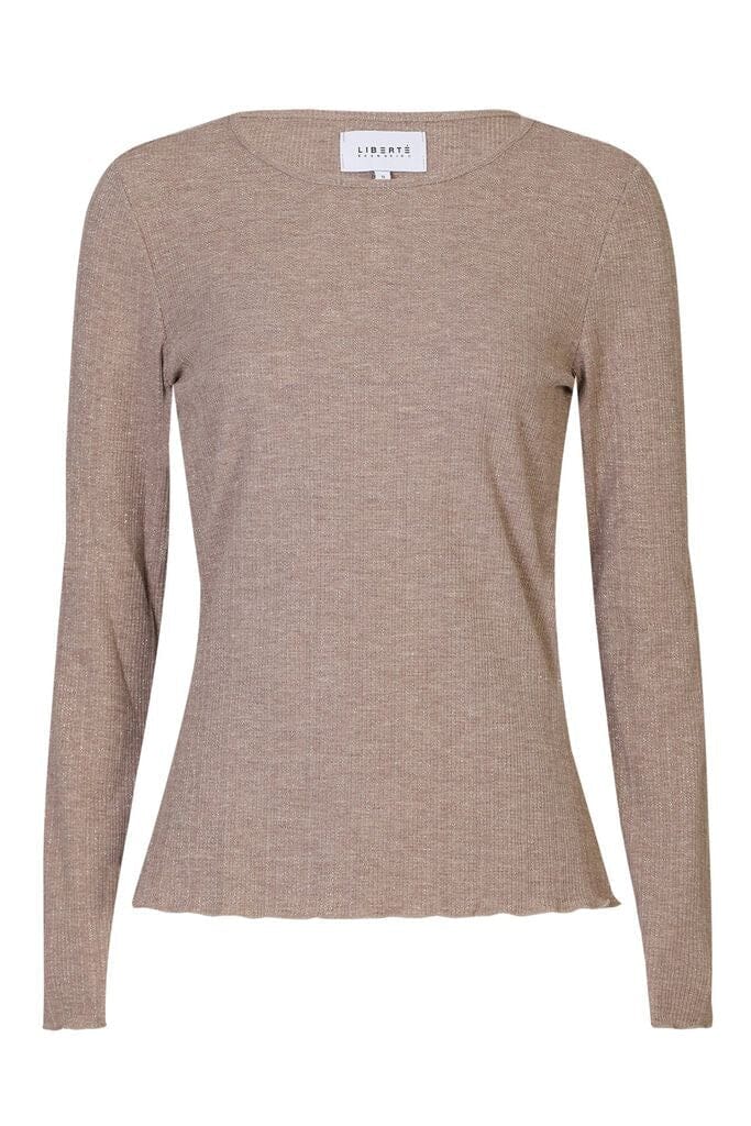 Liberte - Natalia Ls Round Neck Blouse 9914 - Golden Lurex Bluser 