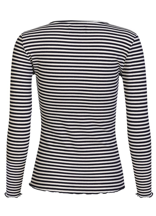 Liberte - Natalia Ls Round Neck Blouse 9914 - Navy Creme Gold Stripe Bluser 