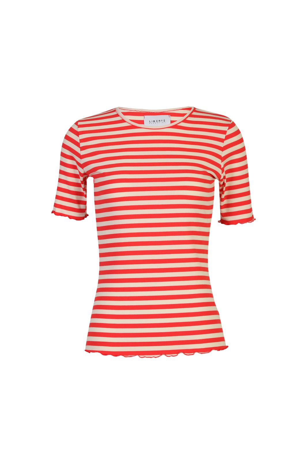 Liberte - Natalia Ss Blouse 9971 - Lobster Red Creme Stripe