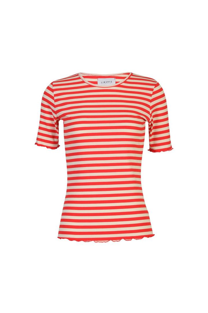 Liberte - Natalia Ss Blouse 9971 - Lobster Red Creme Stripe
