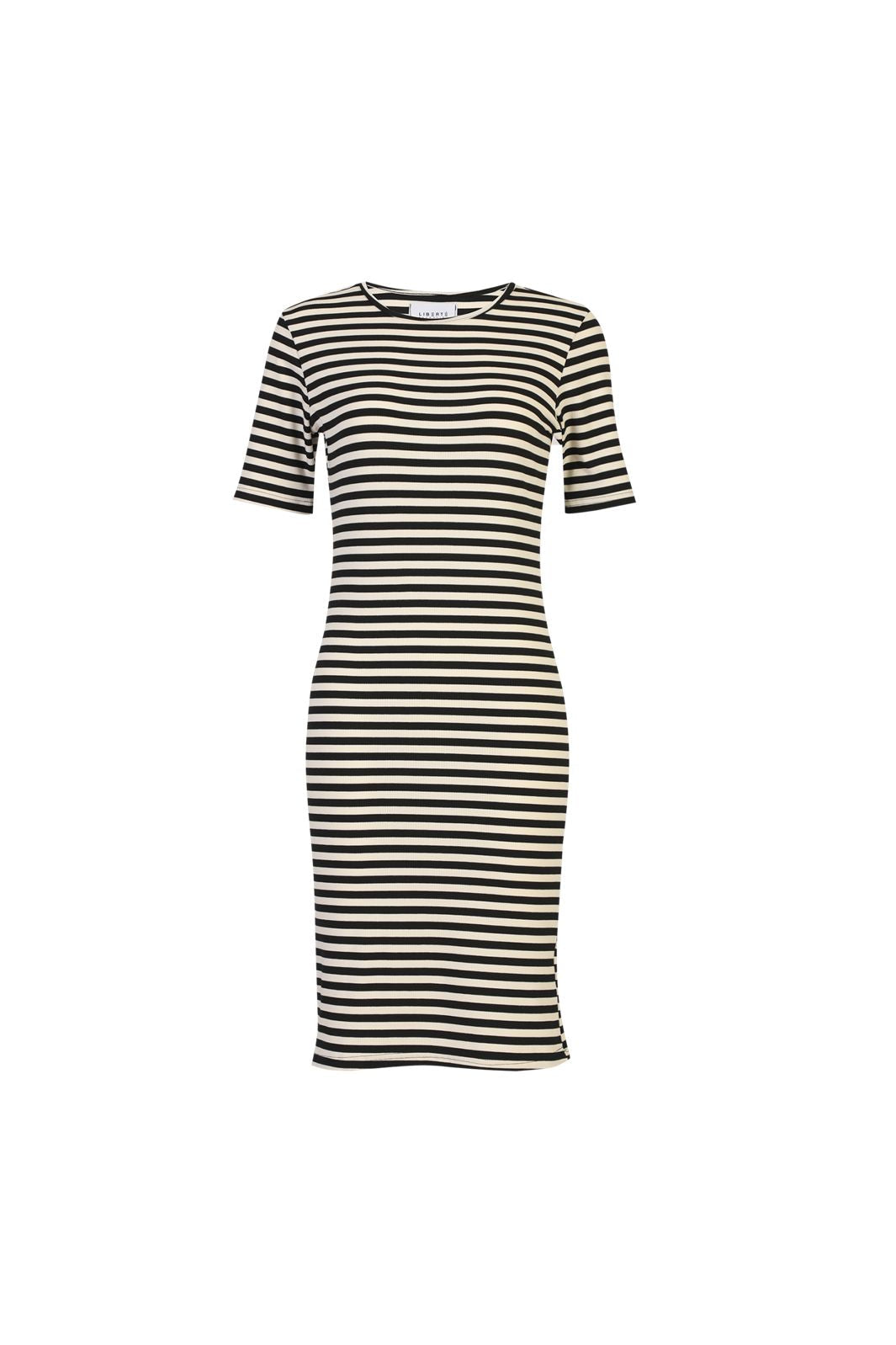 Liberte - Natalia Ss Tshirt Dress 22407 - Black Creme Stripe