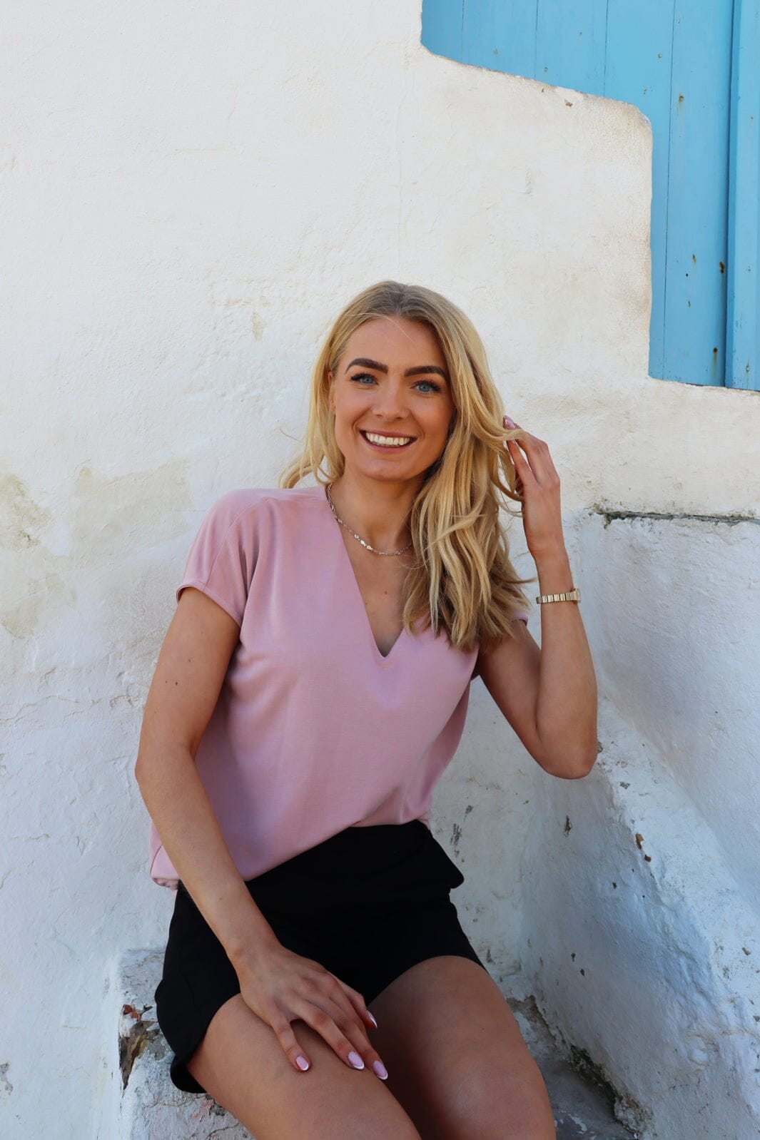 Liberte - Nuni Vneck Tshirt 22409 - Dusty Rose