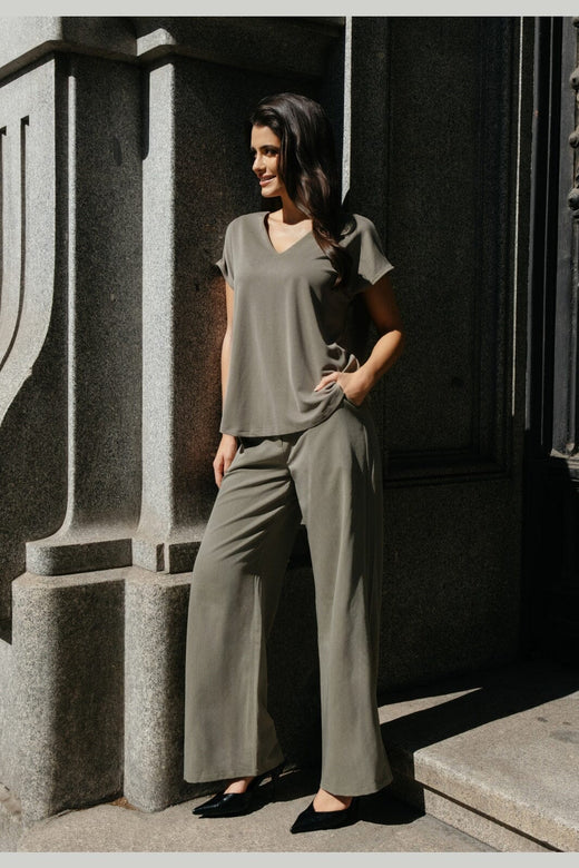 Liberte - Nuni Vneck Tshirt 22409 - Khaki Green