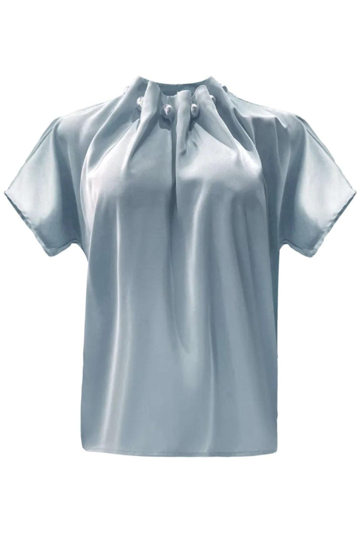 Liberte - Pip Ss Pearl Blouse 22379 - Dusty Light Blue Bluser 