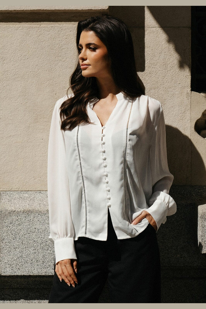 Liberte - Rigmor Ls Pleated Shirt 22505 - White