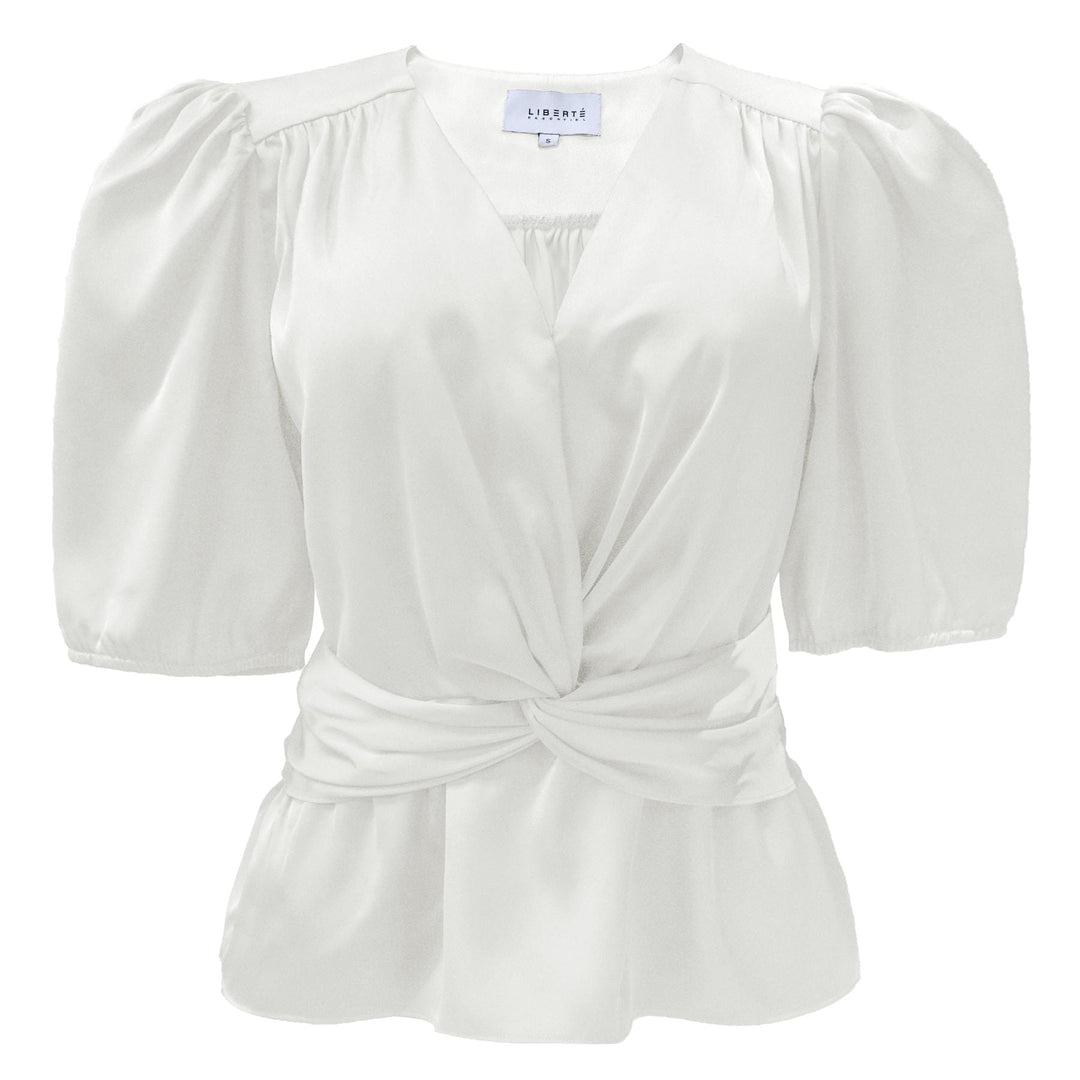 Liberte - Tiki Ss Twist Blouse 22205 - Offwhite Bluser 