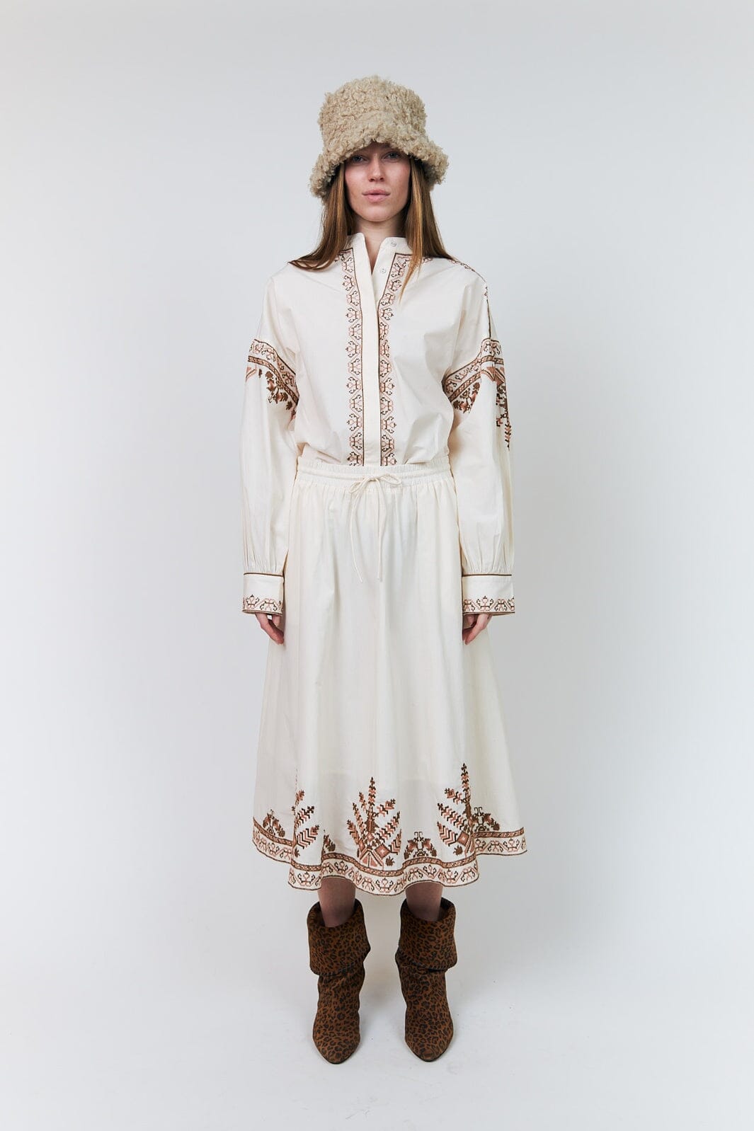 Lollys Laundry - Bristolll Midi Skirt 26462-2041 - 02 - Creme