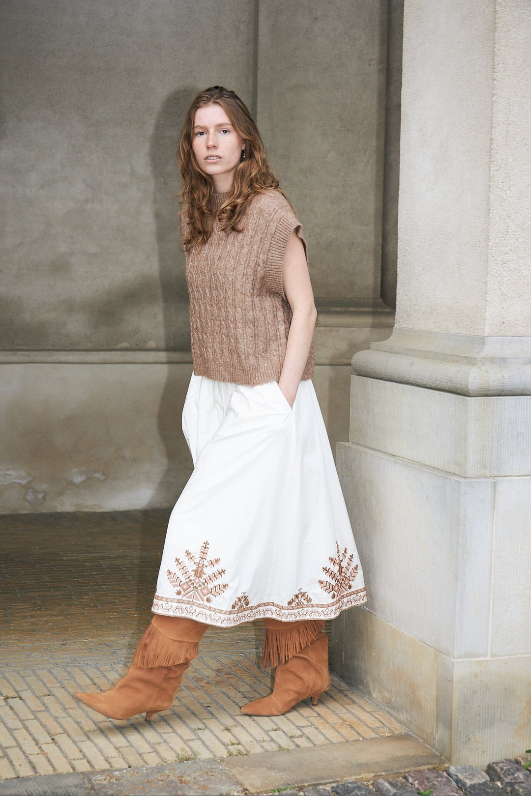 Lollys Laundry - Bristolll Midi Skirt 26462-2041 - 02 - Creme Nederdele 