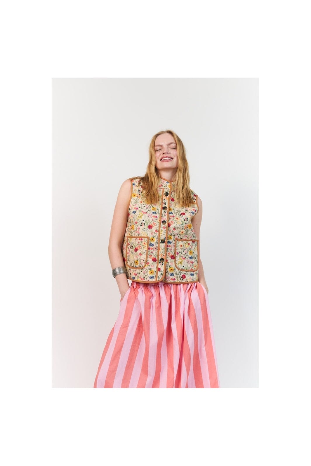 Lollys Laundry - Cairoll Quilted Vest 26241-1010 - 74 - Flower Print