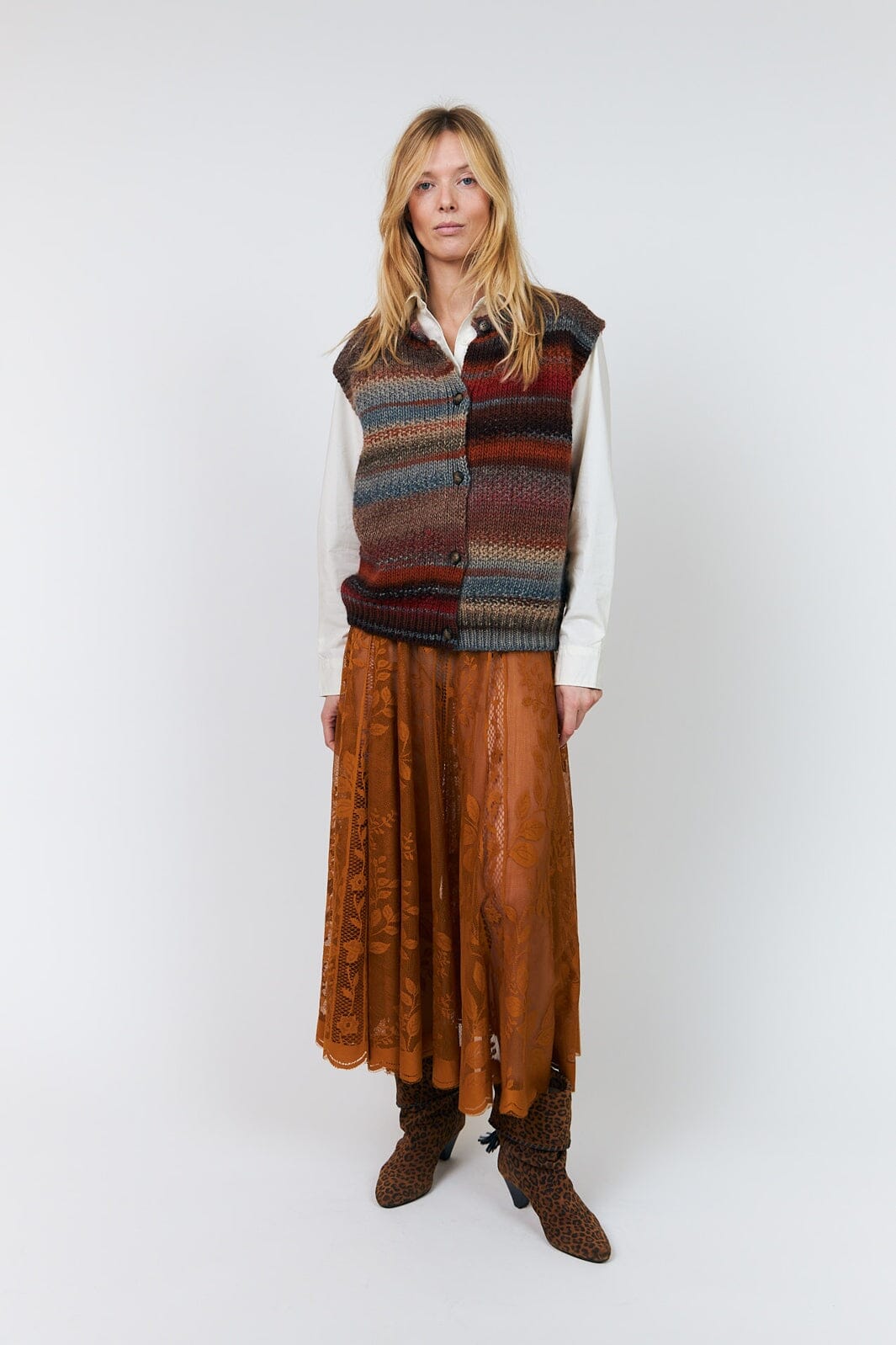 Lollys Laundry - Nynnell Knit Vest Sl 26466-5009 - 54 - Rust