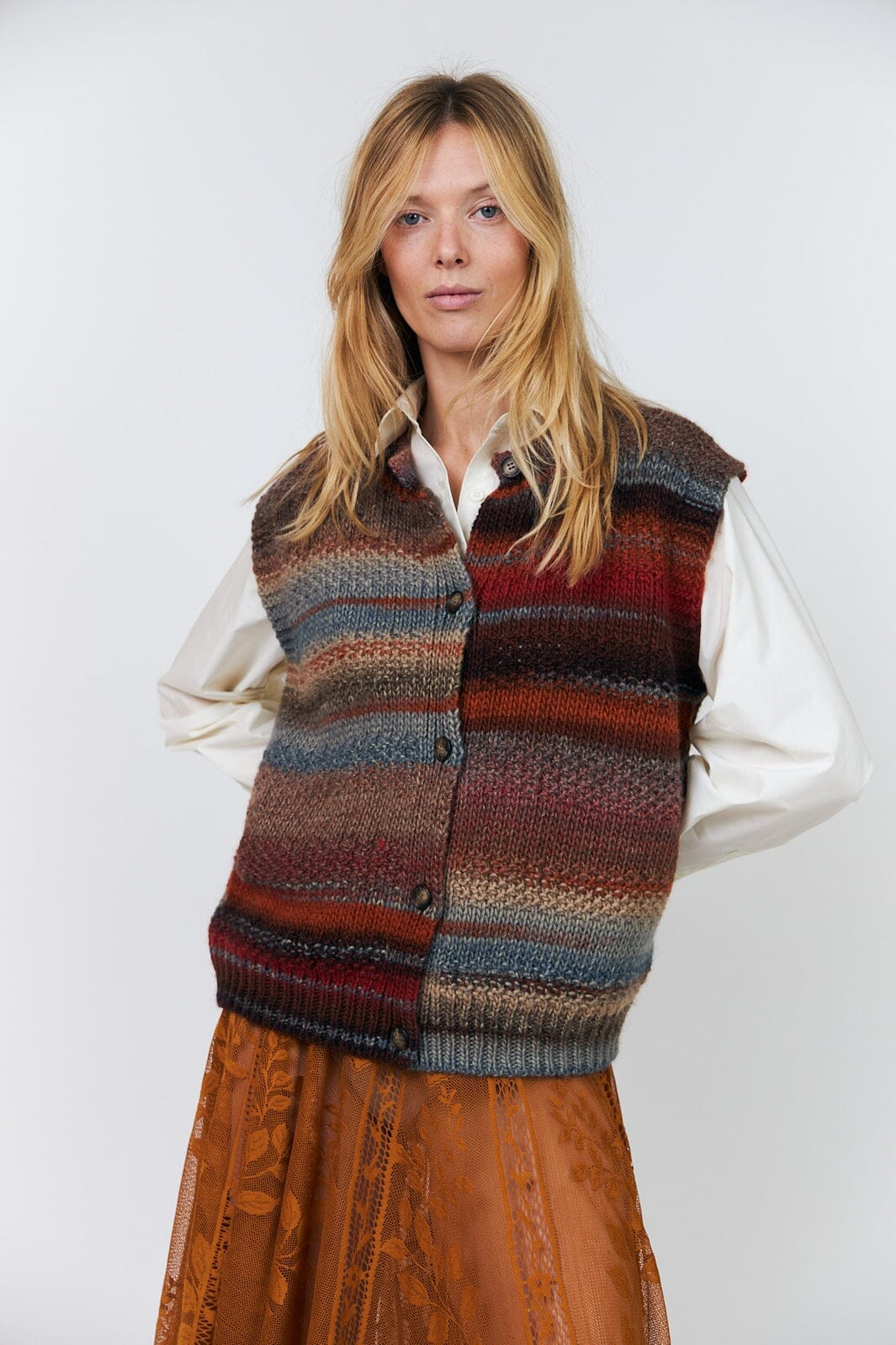 Lollys Laundry - Nynnell Knit Vest Sl 26466-5009 - 54 - Rust