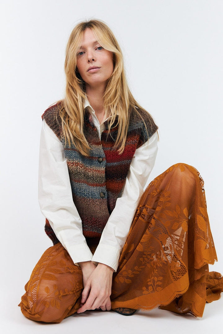 Lollys Laundry - Nynnell Knit Vest Sl 26466-5009 - 54 - Rust