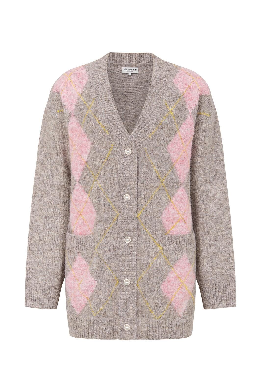 Lollys Laundry - Oaksll Knit Cardigan Ls 26542-5004 -  55 Taupe