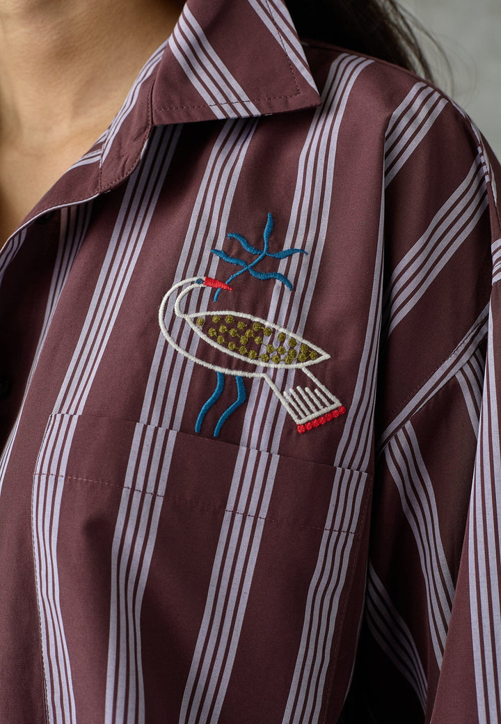 Love & Divine - Love1555-1 20019 - 830 - Brown Stripes Emb. Skjorter 