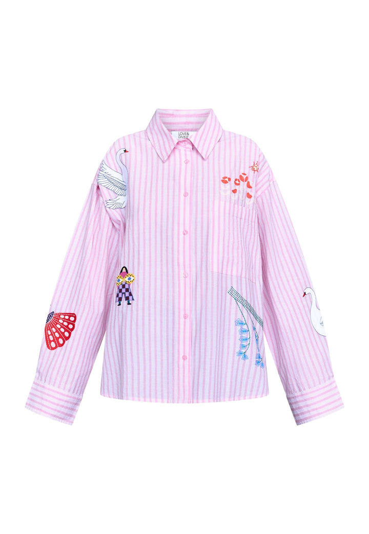 Love & Divine - Love1555-2 20031 - 832 - Rose Stripes Emb. Skjorter 