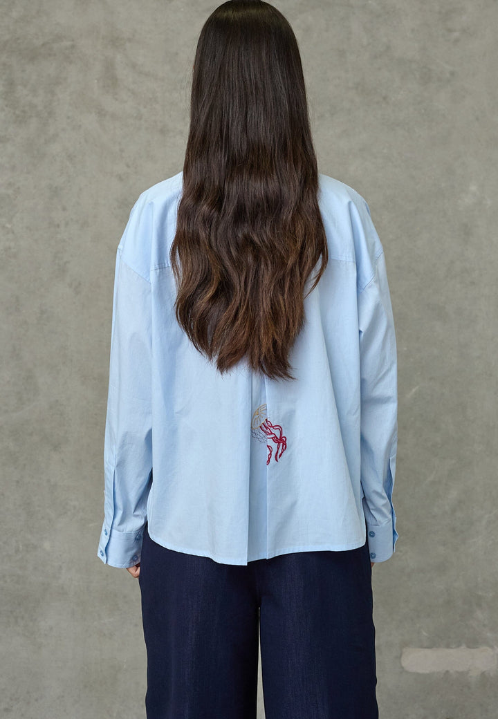 Love & Divine - Love1555-4 20153 - 402 - Solid Blue Emb. Skjorter 