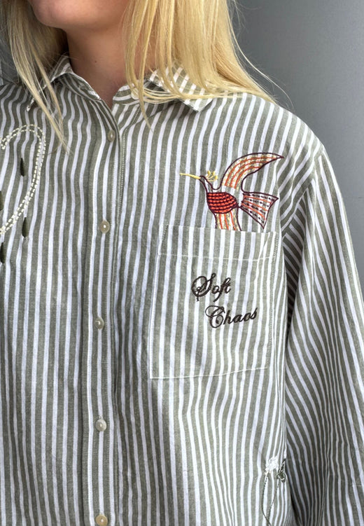 Love & Divine - Love1562-1 20202 - 207 - Khaki Stripes Skjorter 