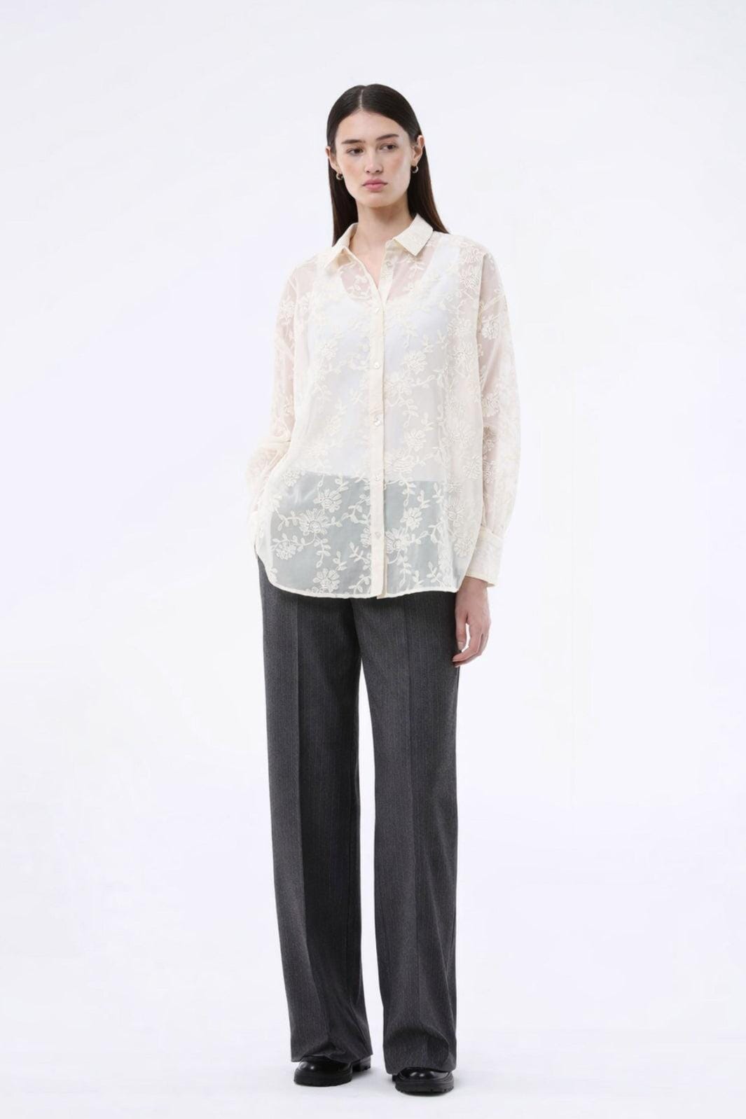 ModströM - Birnamd Pants 59232 - 13618 - Grey Melange Pinstripe Bukser 