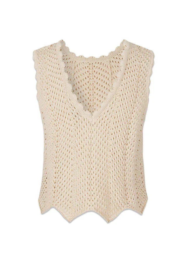 Modström - Carymd Top 56771 - 100 - Summer Sand Strikbluser 