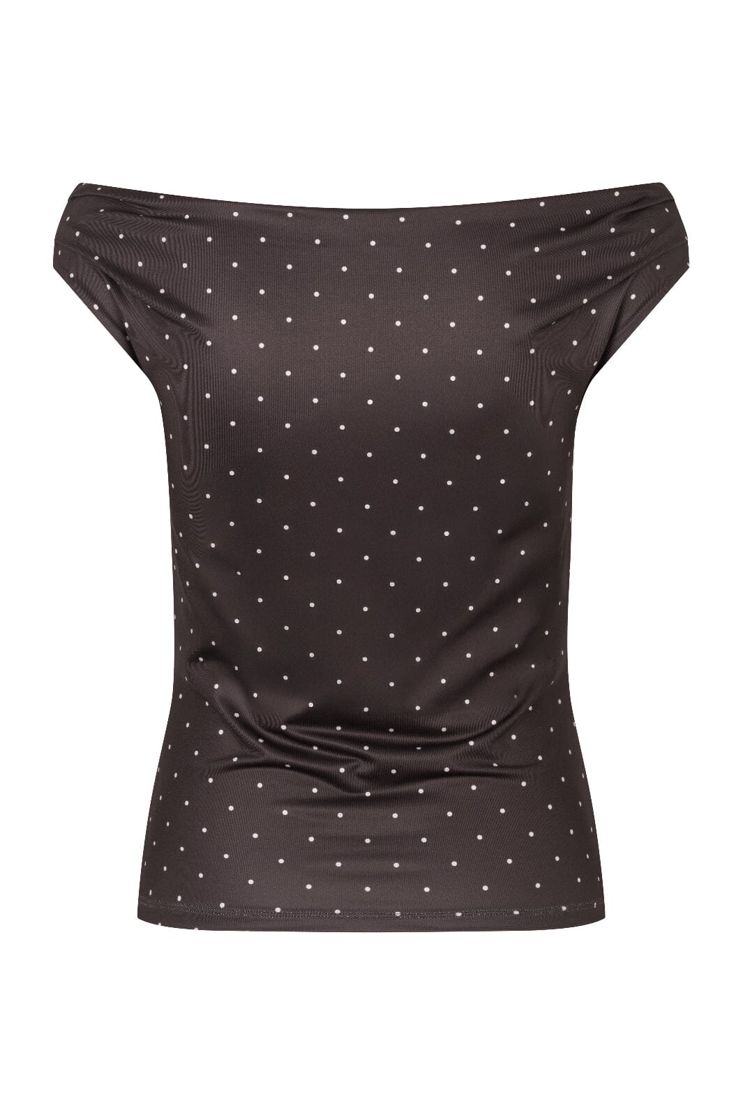 Modström - Himamd Print Off-Shoulder Top 59321 - 11188 - Seal Brown Dot Toppe 