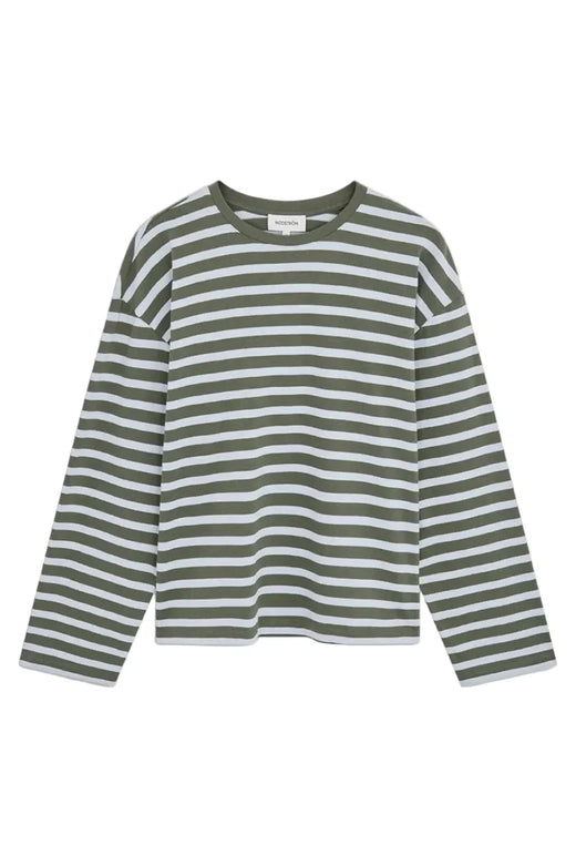 ModströM - Taimmd Stripe Ls T-Shirt 59970 - 11225 - Army Plein Air Stripe T-shirts 
