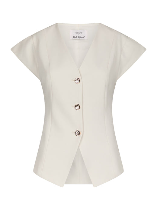 Molly & My X Julie Elgaard - Alma Structure Waistcoat 168884 - 122 - Creme Frakker 