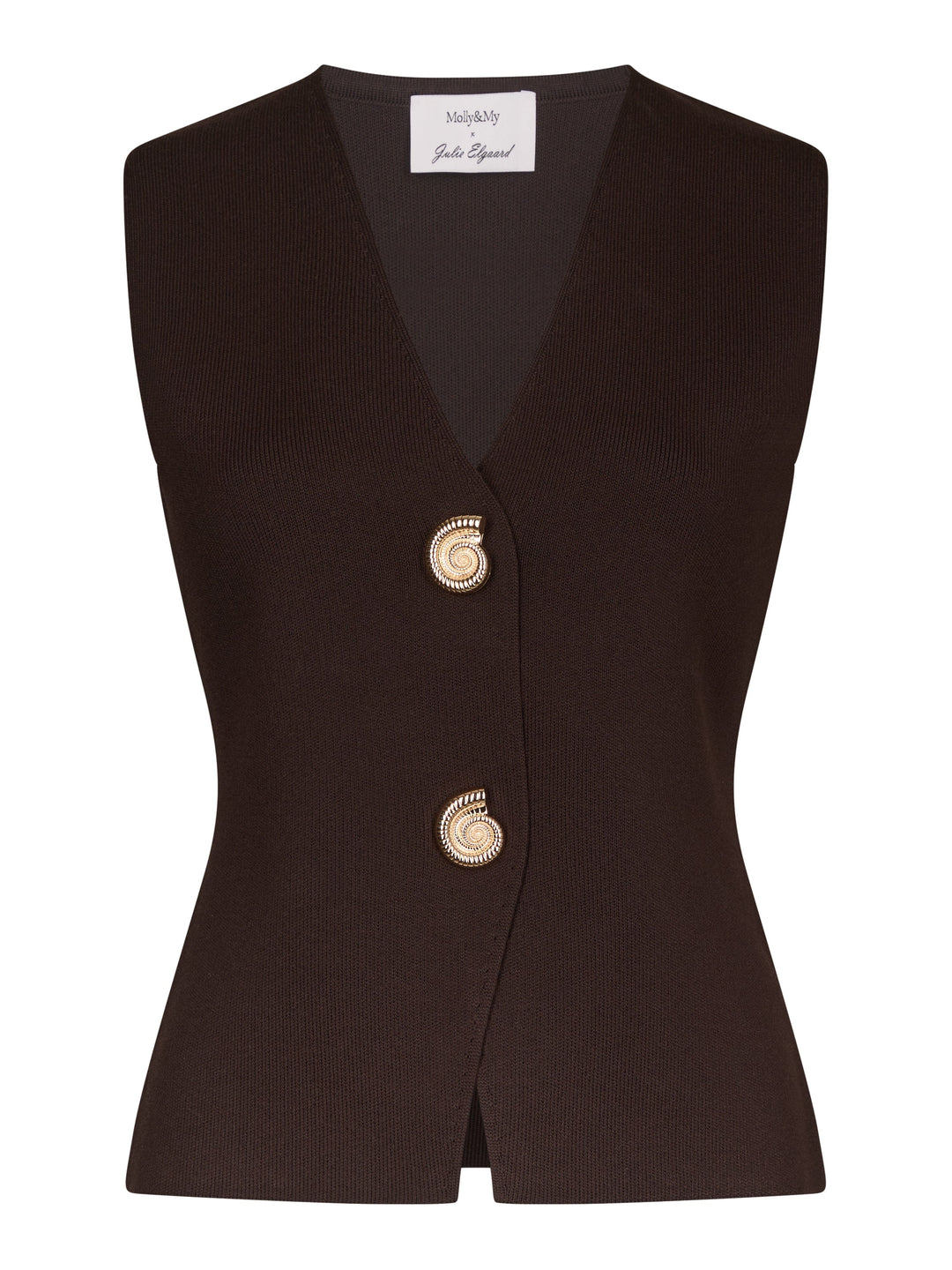 Molly & My X Julie Elgaard - Johanna Knit Top 168533 - 676 - Dark Brown Strikbluser 
