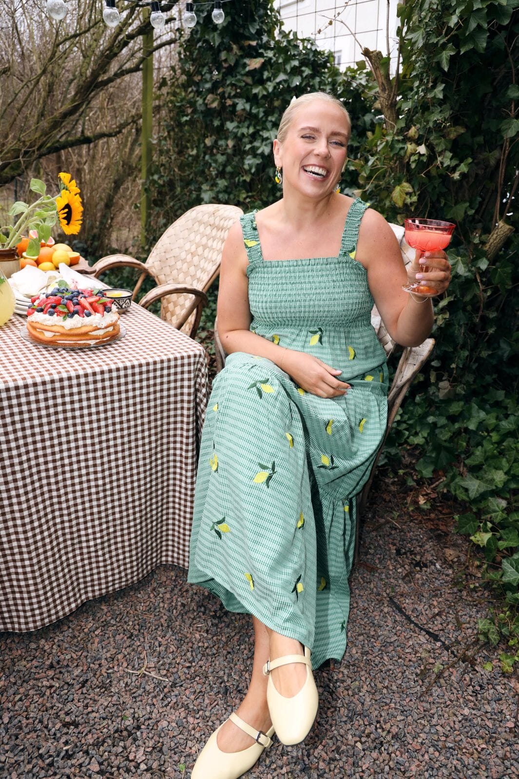 Molly&My x Caroline Dan - Cheerful Dress - Lemon Emb.fabric Kjoler 