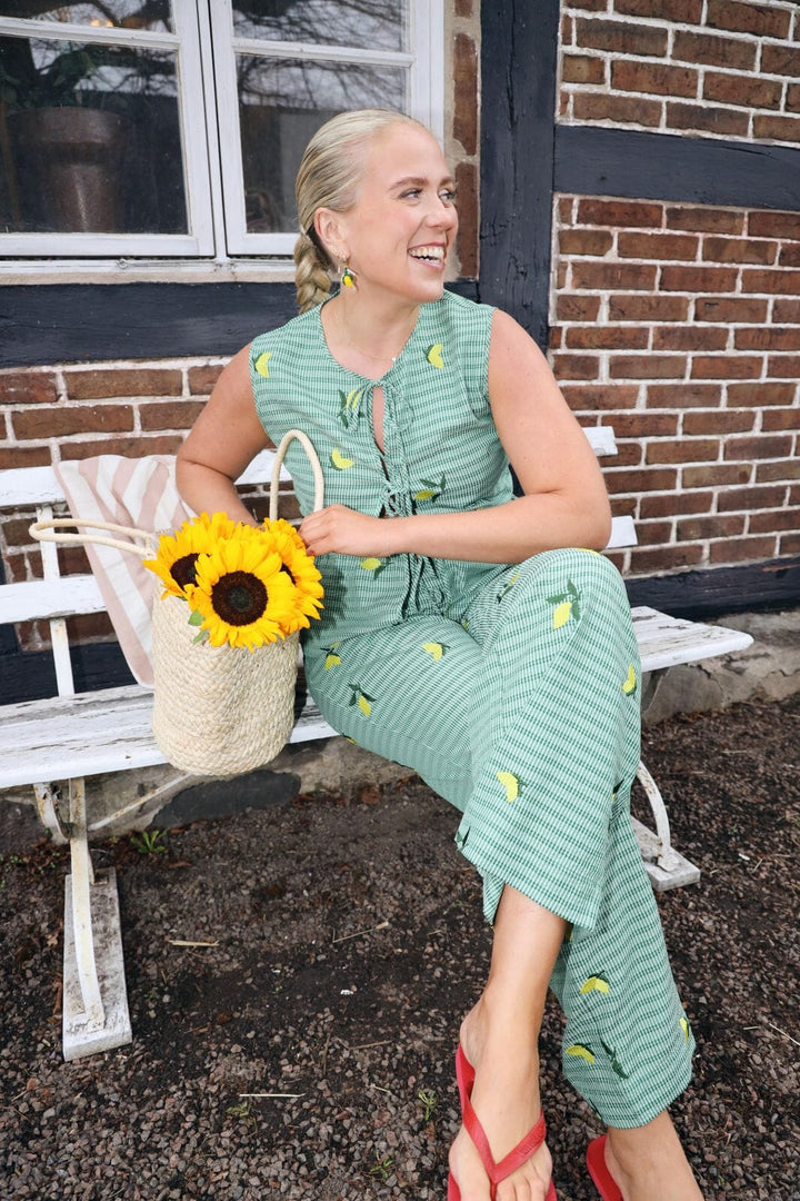 Molly&My x Caroline Dan - Cheerful Top - Lemon Emb.fabric Toppe 