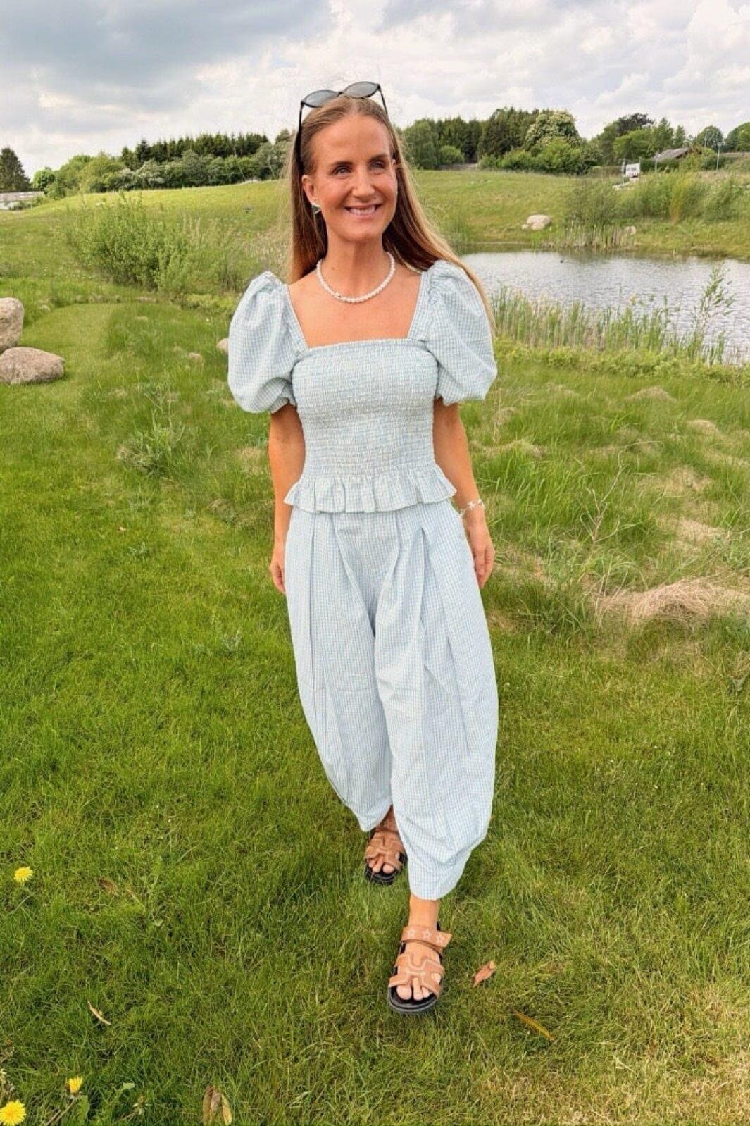Molly&My x Julie Elsebeth - Rido Pants - Blue Check Bukser 