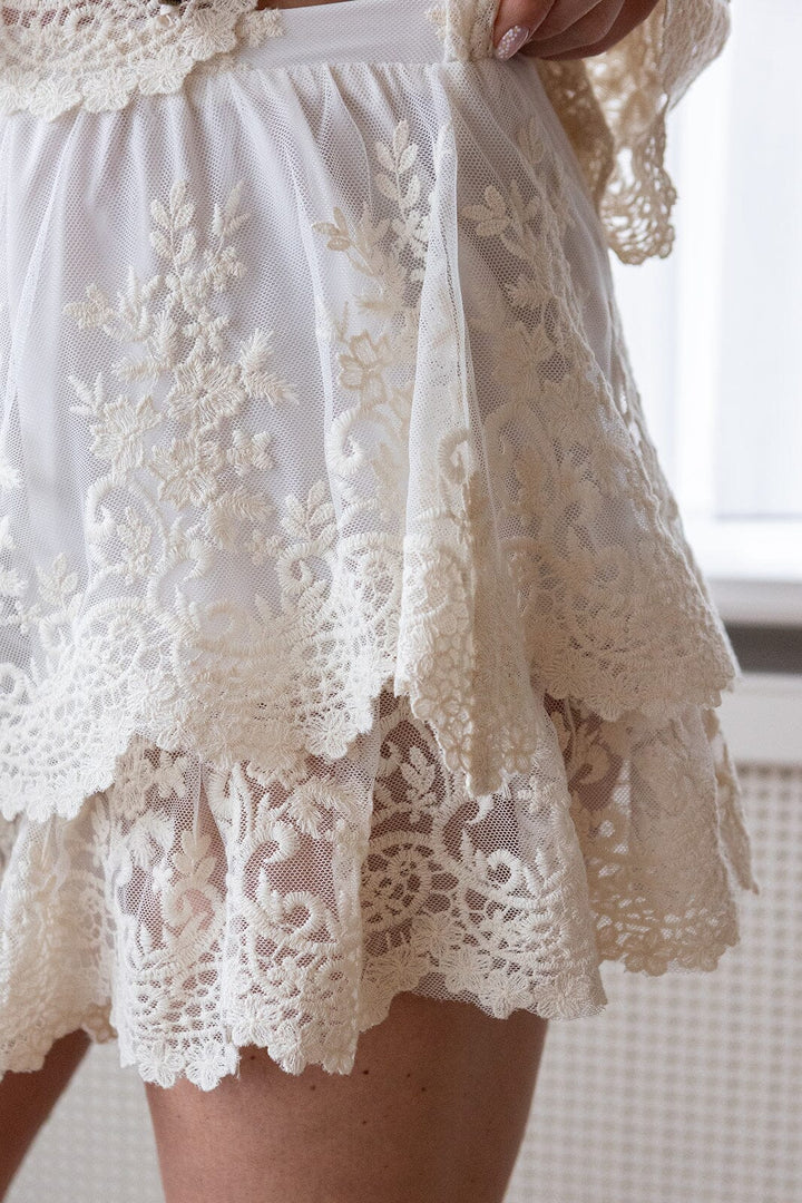 Molly&My x Melanie Due - Rikke V Lace Skorts 170072 - 122 - Creme Shorts 