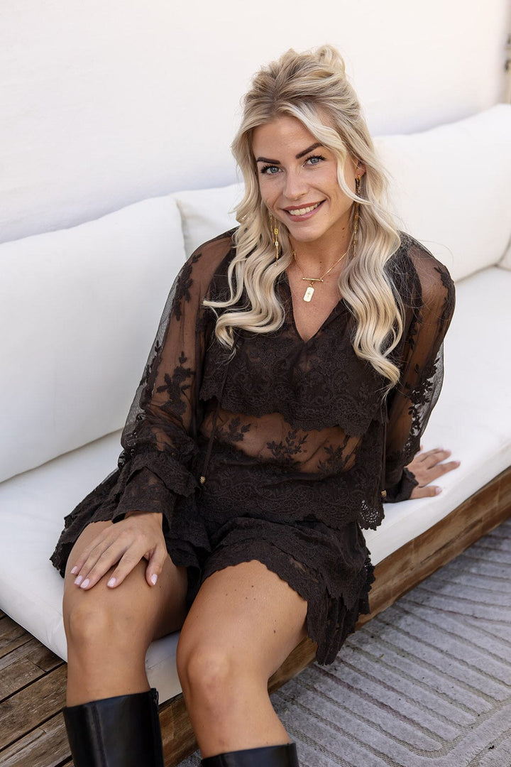 Molly&My X Melanie Due - Rikke V Lace Skorts 170072 - 676 - Dark Brown Shorts 