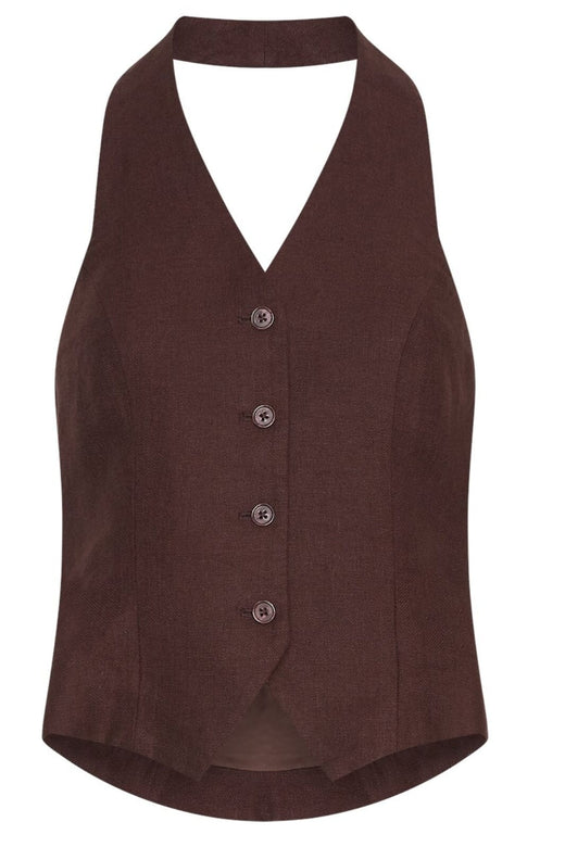Moss Copenhagen - Mschnaira Claritta Halterneck Waistcoat 19056 - Fudge Frakker 