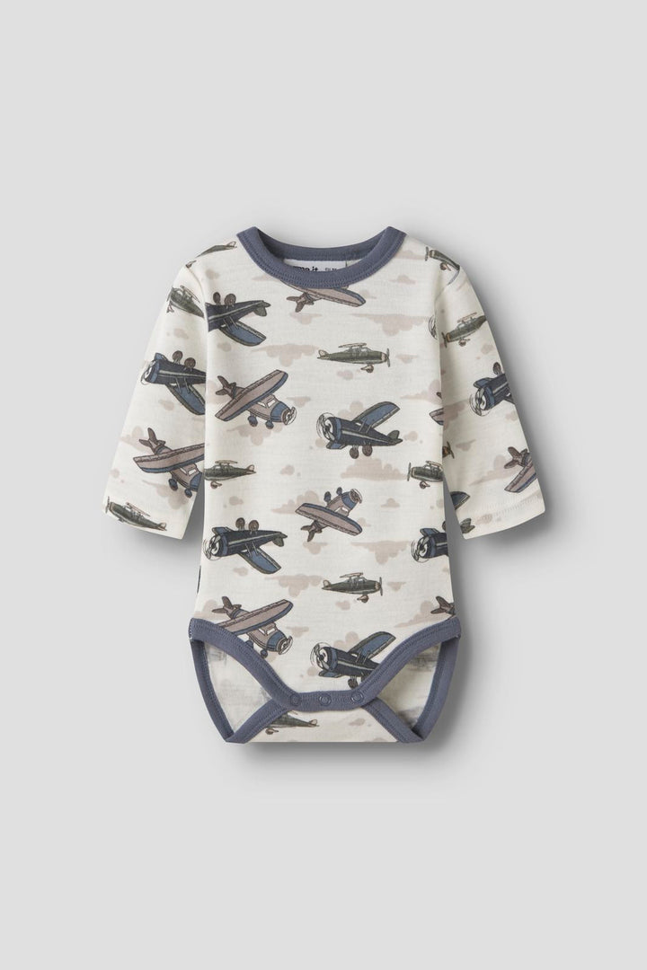 Name It - Nbmwillitus Wool Ls Body - 4951590 Snow White Airplanes