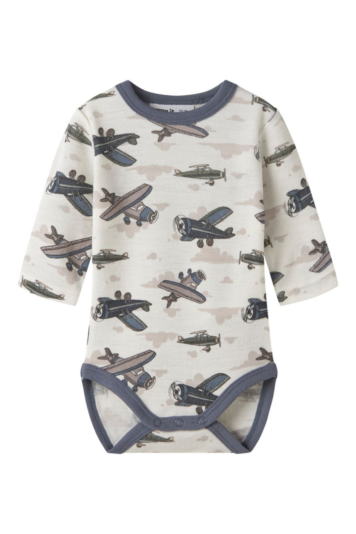 Name It - Nbmwillitus Wool Ls Body - 4951590 Snow White Airplanes