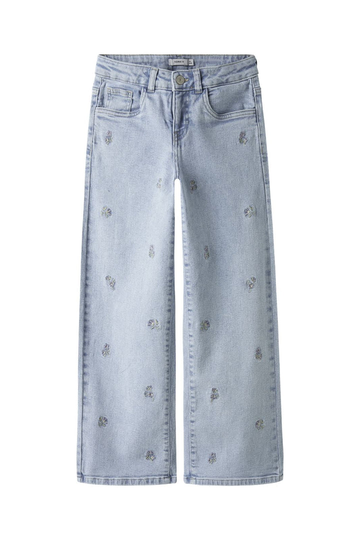 Name It - Nkfrose Wide Emb Jeans 2010-Fr - 4891113 Light Blue Denim Flower Embroidery