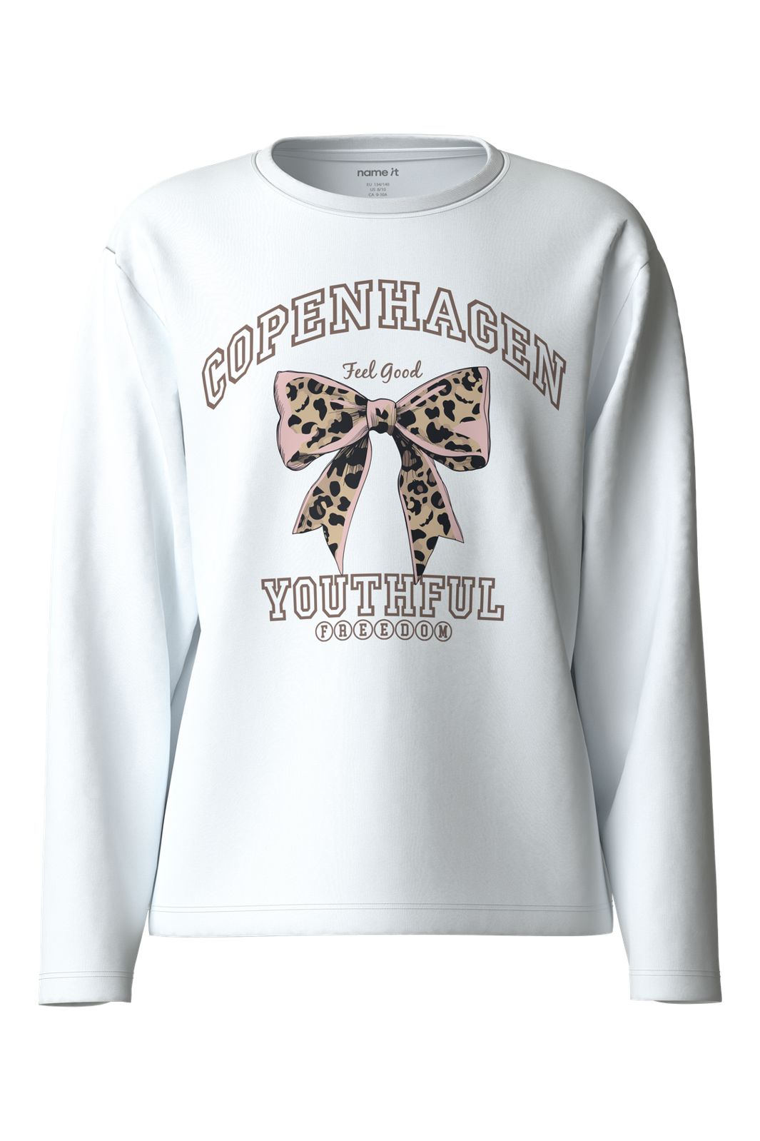 Name It - Nkfveen Ls Nreg Top - 5117935 Bright White Leo Bow